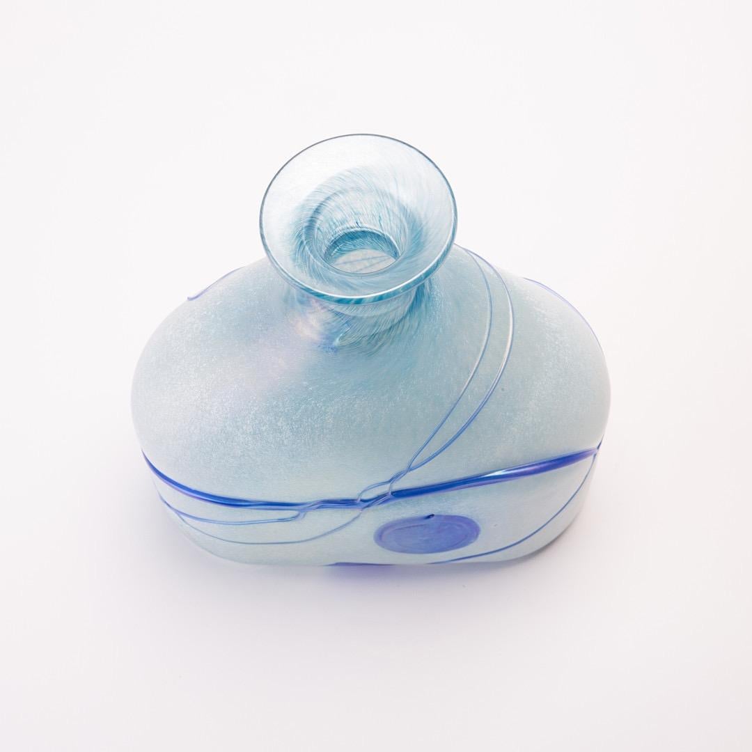 Swedish Wide-Shaped Blue Vase Made of Semitransparent Glass, 1990s For Sale