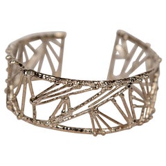 Wide Silver Plated Bronze "Twig" Bracelet by Franck Evennou, France, 2018