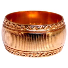 Wide Solid 10mm Band 14kt Gold Ring 7