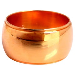 Wide Solid 9.5mm Band 14kt Gold Ring 6 LS*