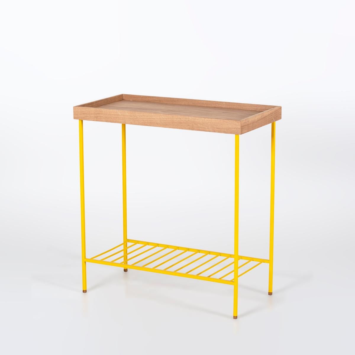 Turc Large table d'appoint / Plant Stand en Wood Wood Wood - Série EDGE, avec pieds en métal coloré en vente