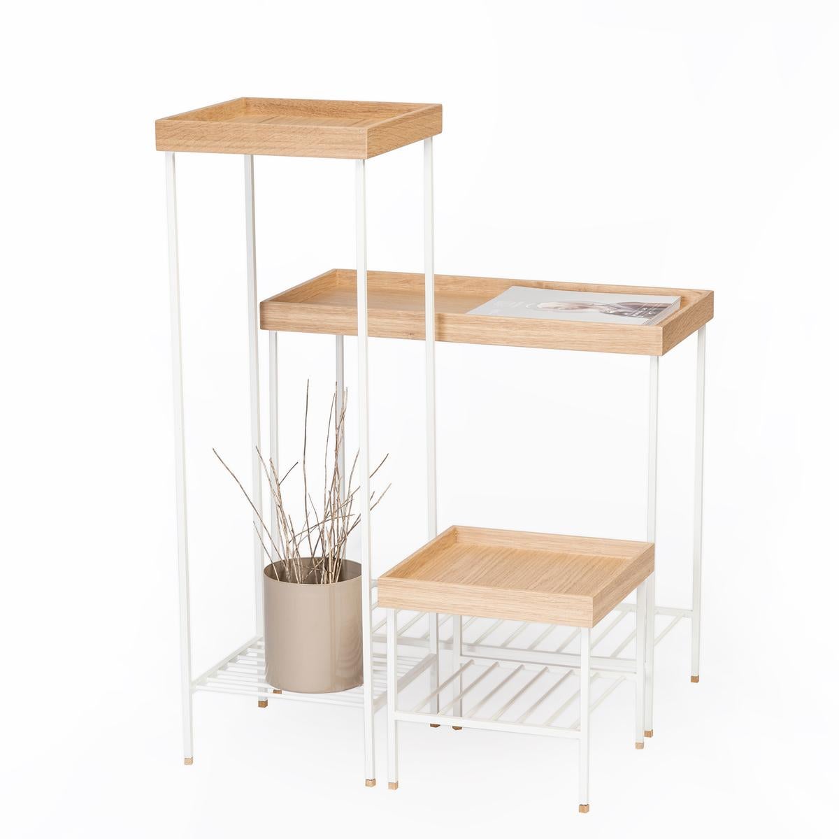Moderne Large table d'appoint / Stand pour plantes en Wood Wood Wood - Série EDGE, avec pieds en métal en vente