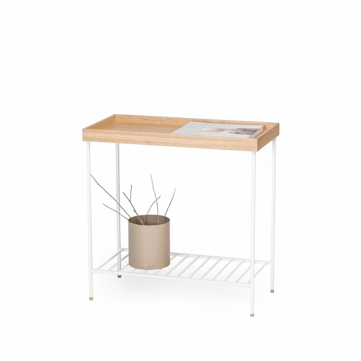 Fait main Large table d'appoint / Stand pour plantes en Wood Wood Wood - Série EDGE, avec pieds en métal en vente