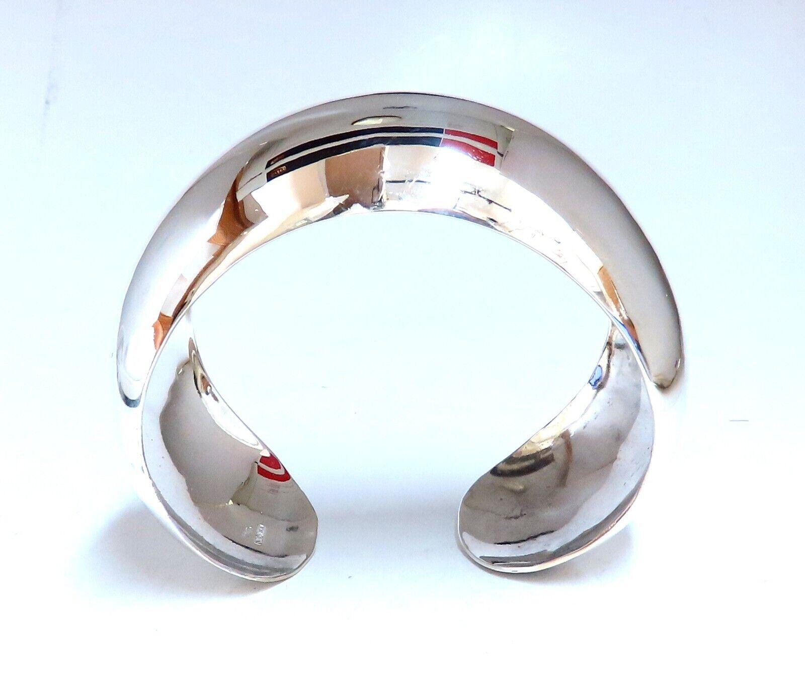 Wide Sterling Silver Dome Bangle Bracelet For Sale 1