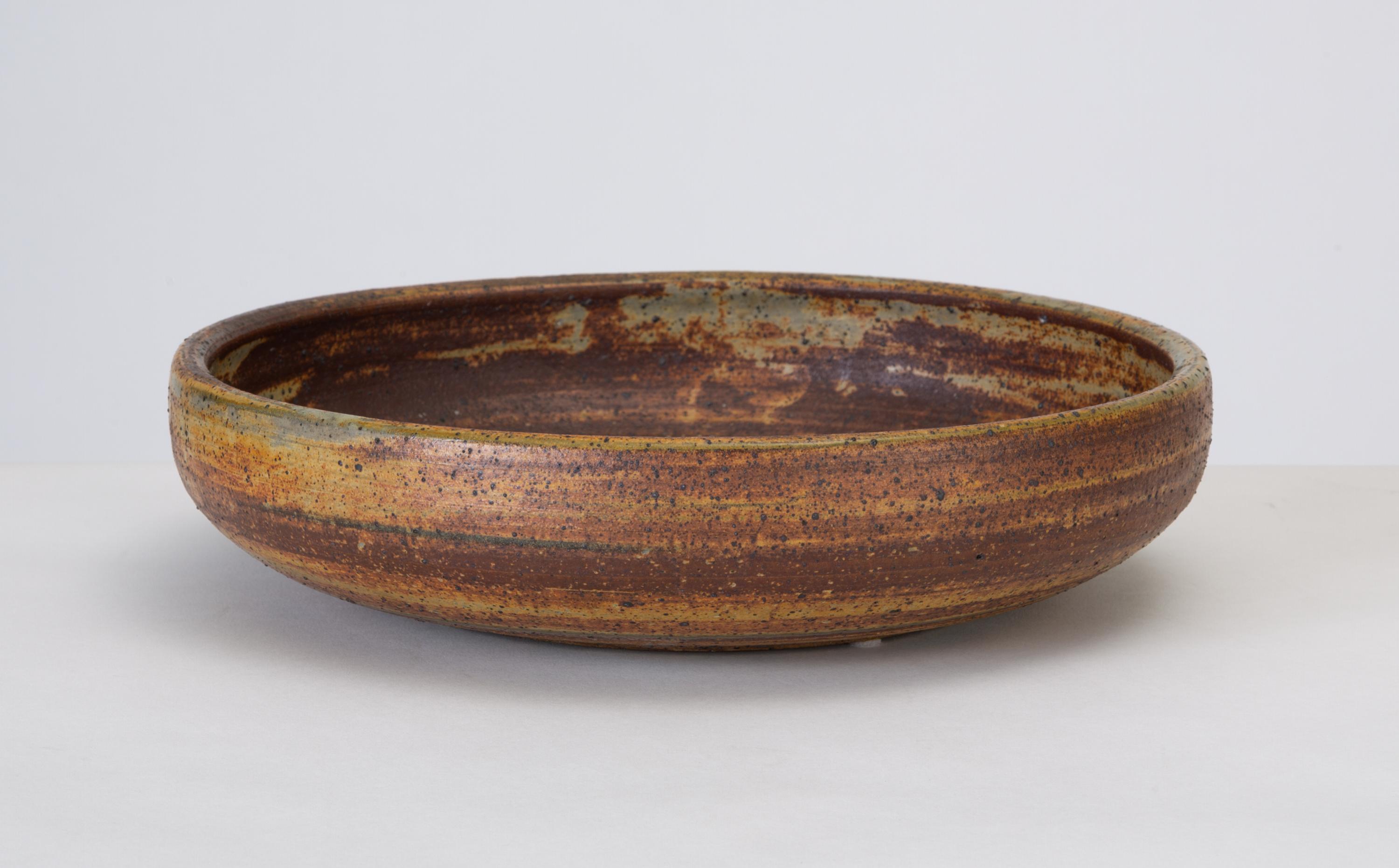 Glazed Wide Stoneware Bowl