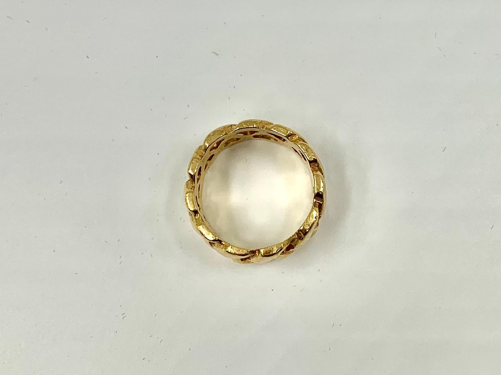 For Sale:  Wide Substantial MCM 14k Yellow Gold Eternal Love Knot Band Ring, 1960s 4