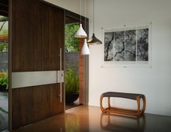 Wide Swell Pendant Light in Black and Brass by Pablo Designs