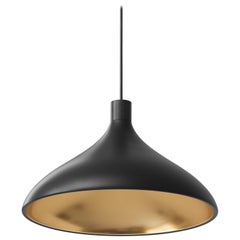 Wide Swell Pendant Light in Black and Brass by Pablo Designs