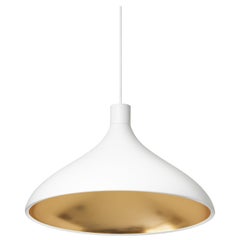 Wide Swell Pendant Light in White and Brass by Pablo Designs