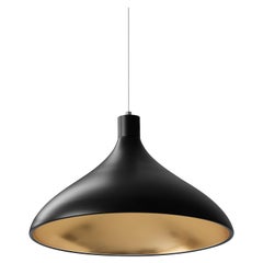 Wide Swell String Pendant Light in Black & Brass by Pablo Designs