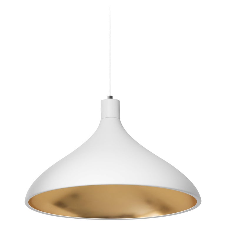 Wide Swell String Pendant Light in White and Brass by Pablo Designs For