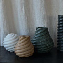 Wide Swell Vase: Large Vase in Emerald Italian Marble by Anastasio Home