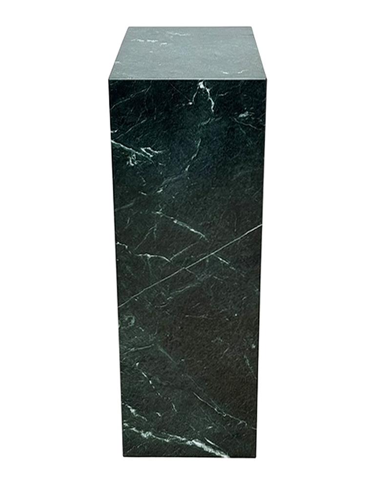 Wide & Tall Mid Century Italian Modern Dark Green Marble Pedestal or Side Table In Good Condition For Sale In Philadelphia, PA