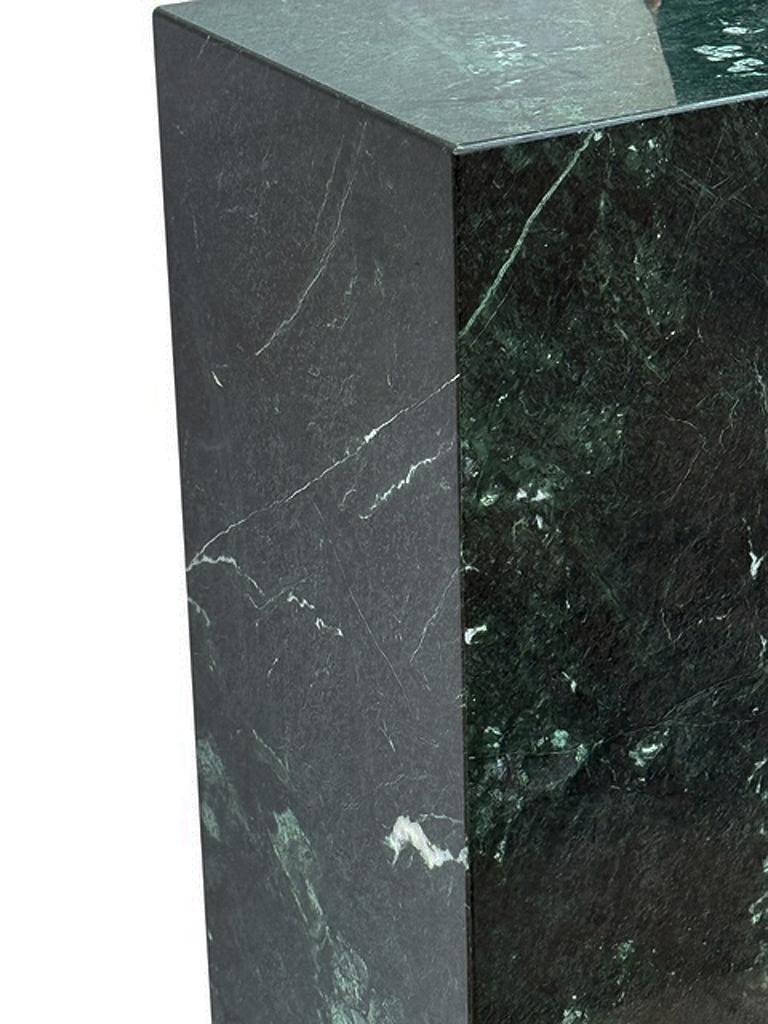Wide & Tall Mid Century Italian Modern Dark Green Marble Pedestal or Side Table For Sale 1