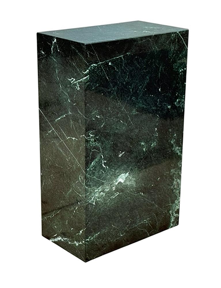 Wide & Tall Mid Century Italian Modern Dark Green Marble Pedestal or Side Table For Sale 2