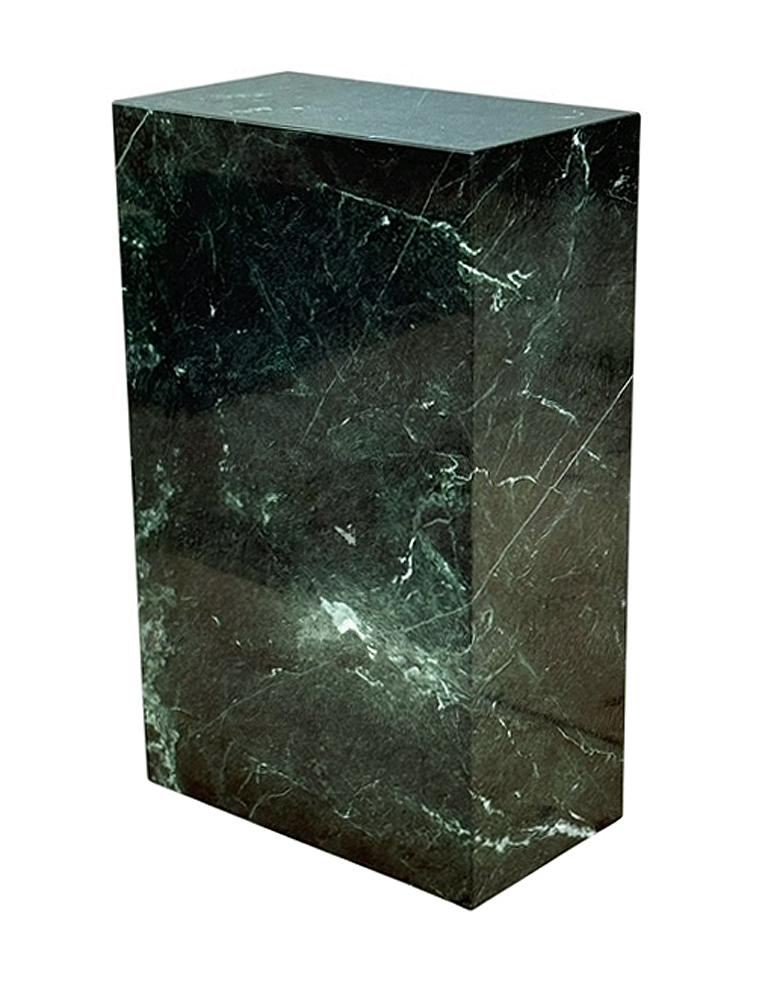 Wide & Tall Mid Century Italian Modern Dark Green Marble Pedestal or Side Table For Sale 4