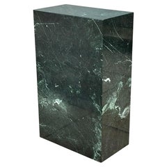 Wide & Tall Mid Century Italian Modern Dark Green Marble Pedestal or Side Table