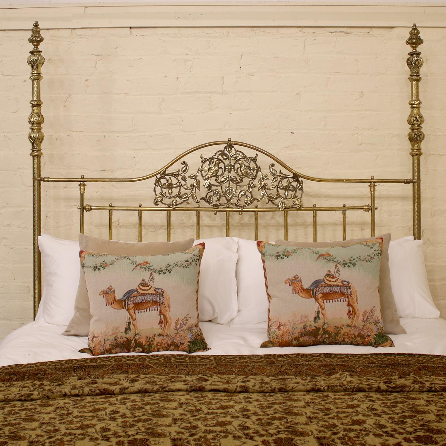 British Wide Tall Post Brass Antique Bed MSK63