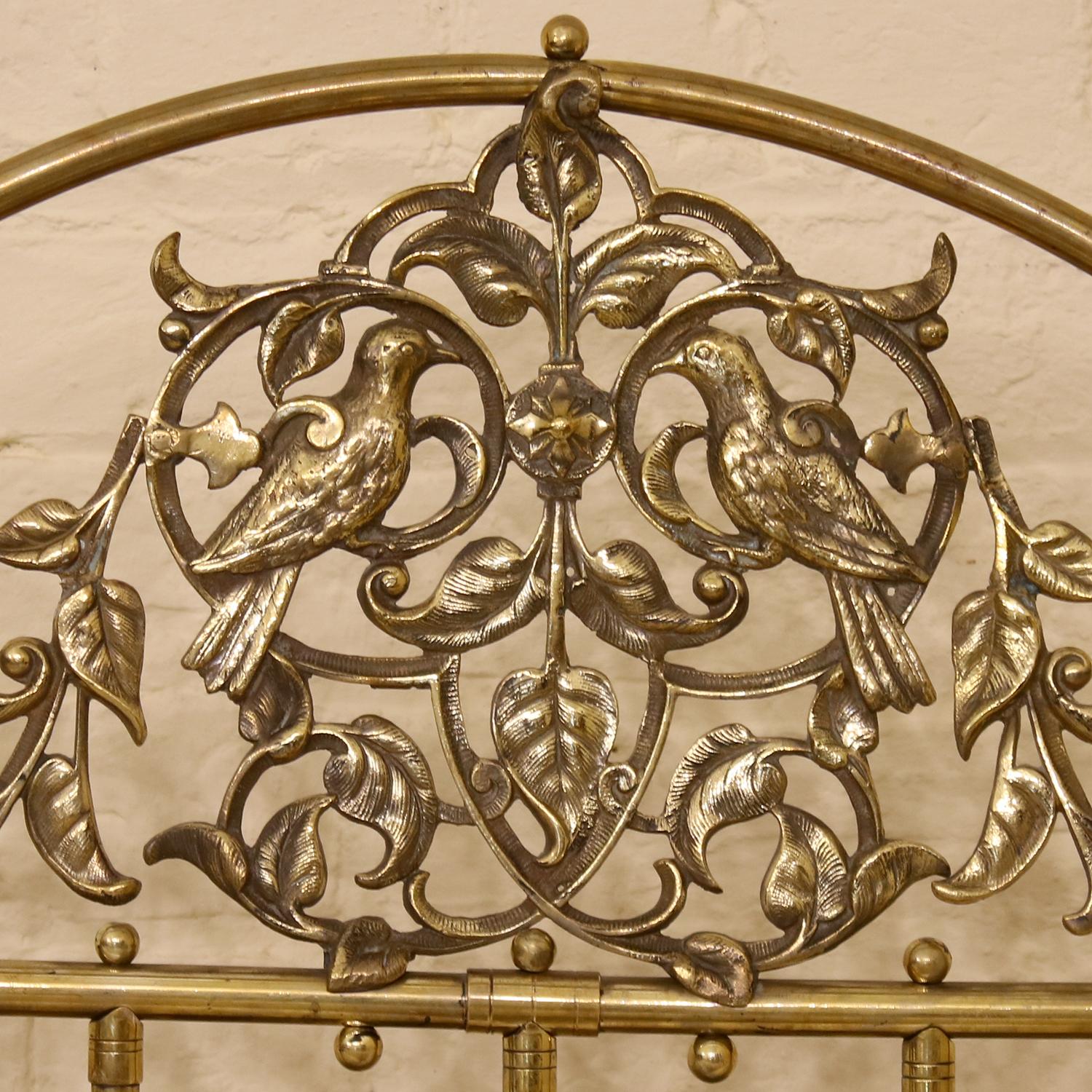 19th Century Wide Tall Post Brass Antique Bed MSK63