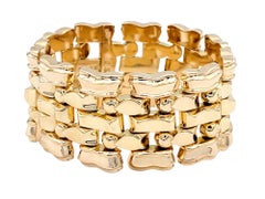 Bracelet large et texturé en or rose 18 carats à plusieurs rangs et à gros maillons 7.5".