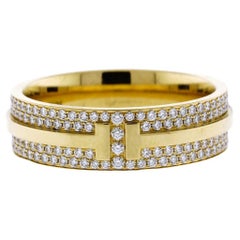 Wide Tiffany & Co. T Diamond Pave Ring, in Yellow Gold