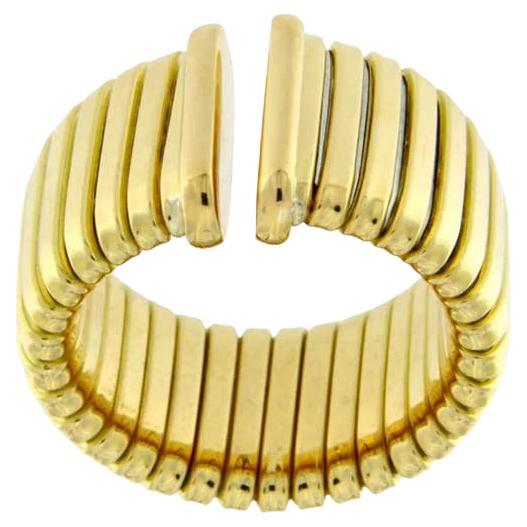 Wide tubogas yellow gold ring 
