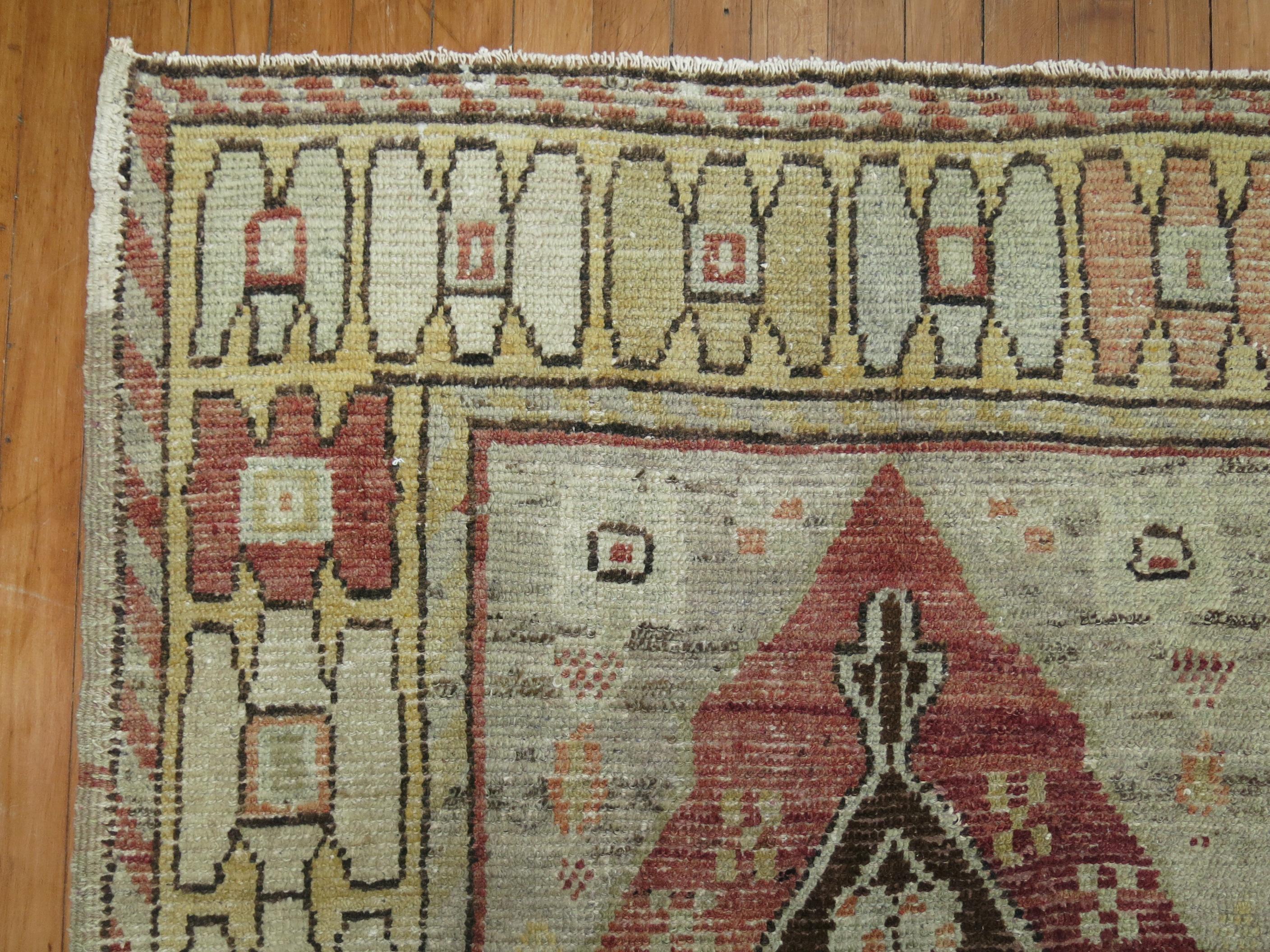 Wide Turkish Anatolian Geometric Runner In Good Condition For Sale In New York, NY