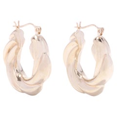 Wide Twist Hoop Earrings, 10K Yellow Gold, Wide Hoop Earrings