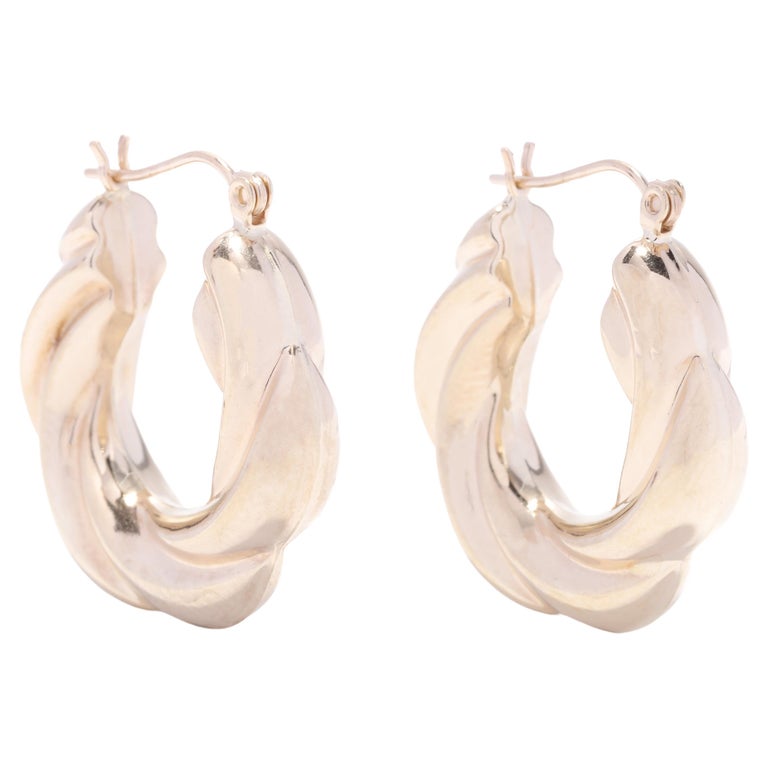 Wide Twist Hoop Earrings, 10K Yellow Gold, Wide Hoop Earrings For Sale at  1stDibs