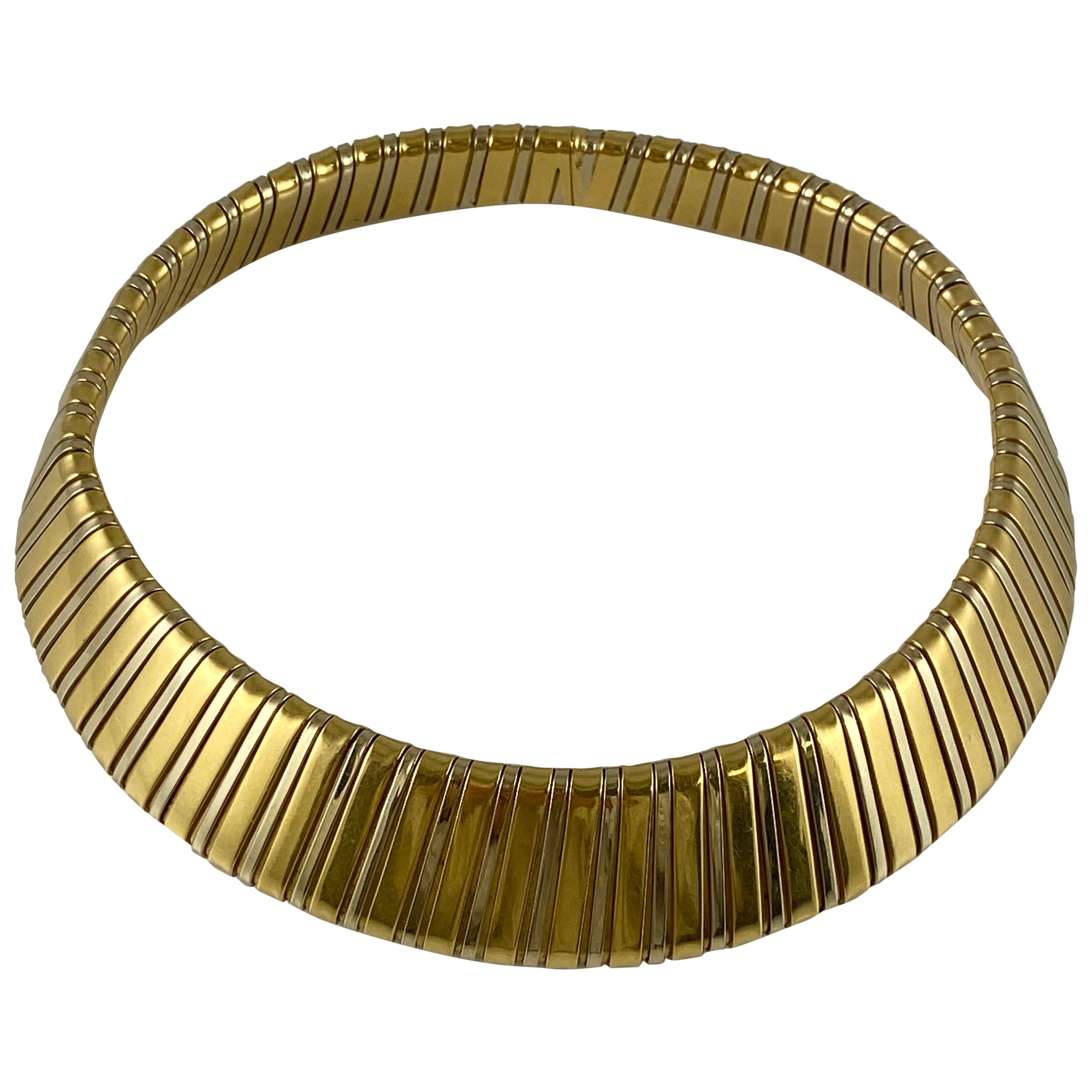 Wide Two-Tone Gold Collar Necklace
