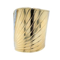 Wide Two Tone Gold Diamond Sunburst Cuff Bracelet