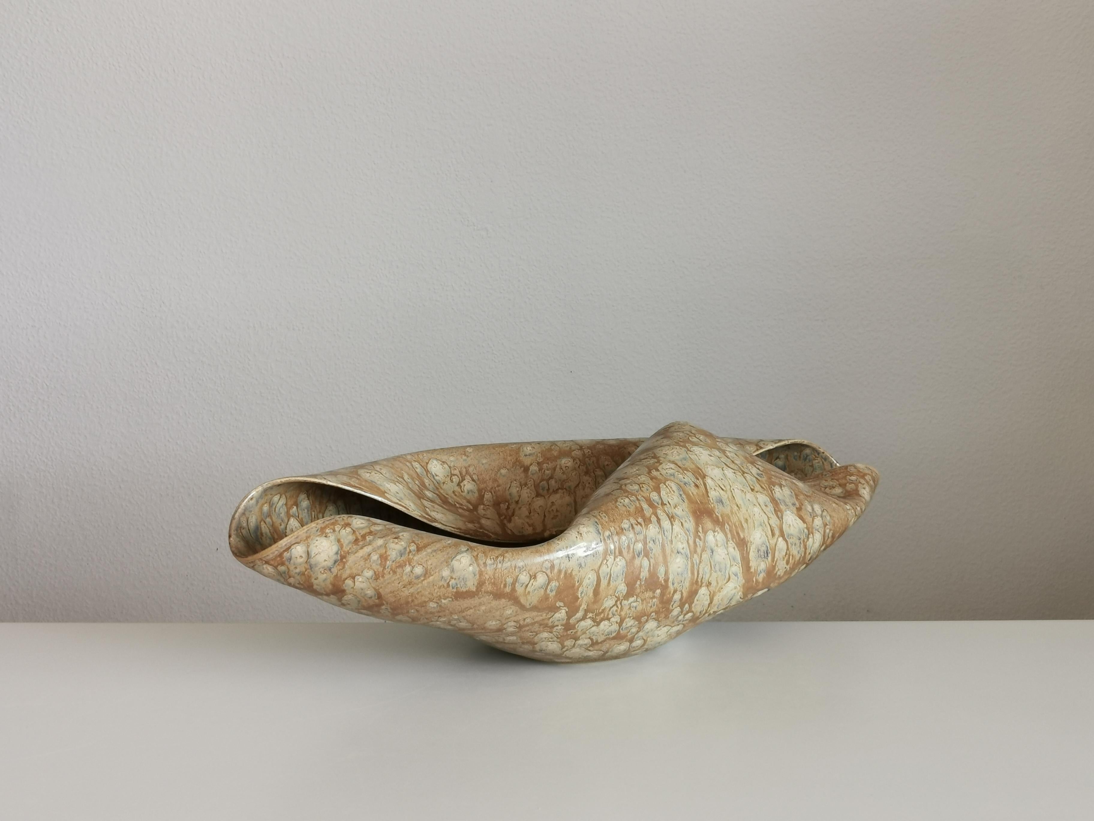 Wide Undulating Form with Desert Dusk Glaze, Vessel No.135, Ceramic Sculpture For Sale 4