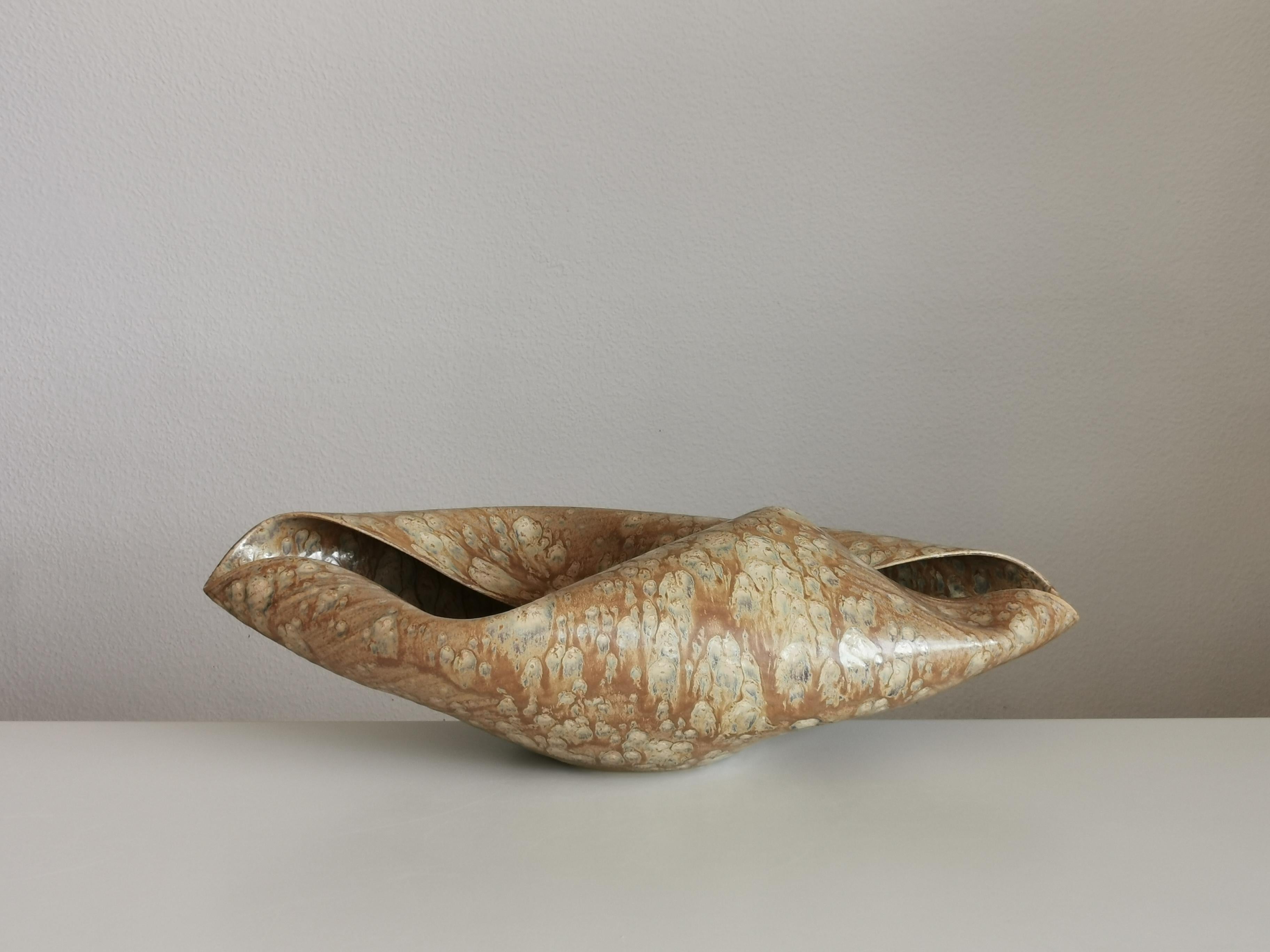 Spanish Wide Undulating Form with Desert Dusk Glaze, Vessel No.135, Ceramic Sculpture For Sale