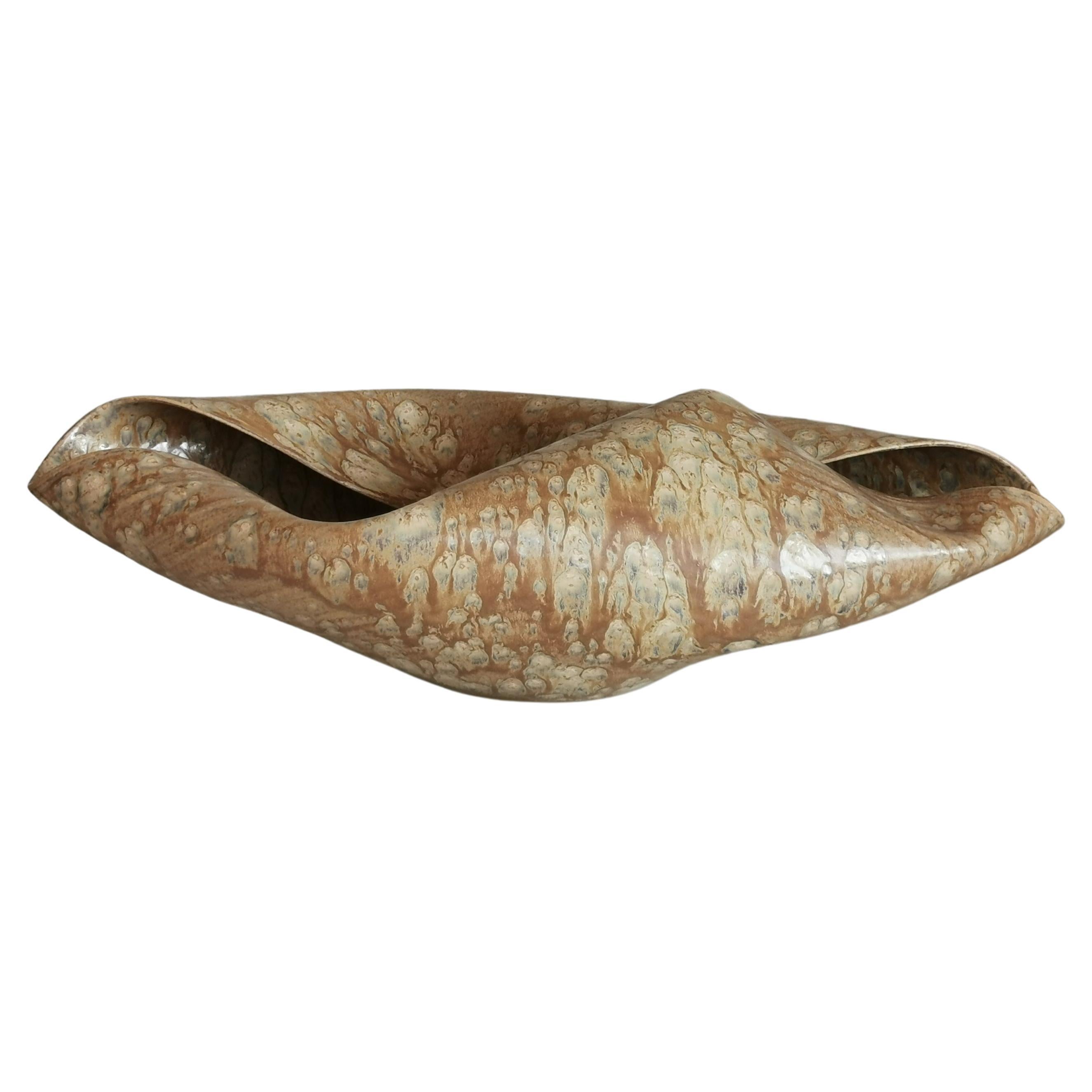 Wide Undulating Form with Desert Dusk Glaze, Vessel No.135, Ceramic Sculpture For Sale