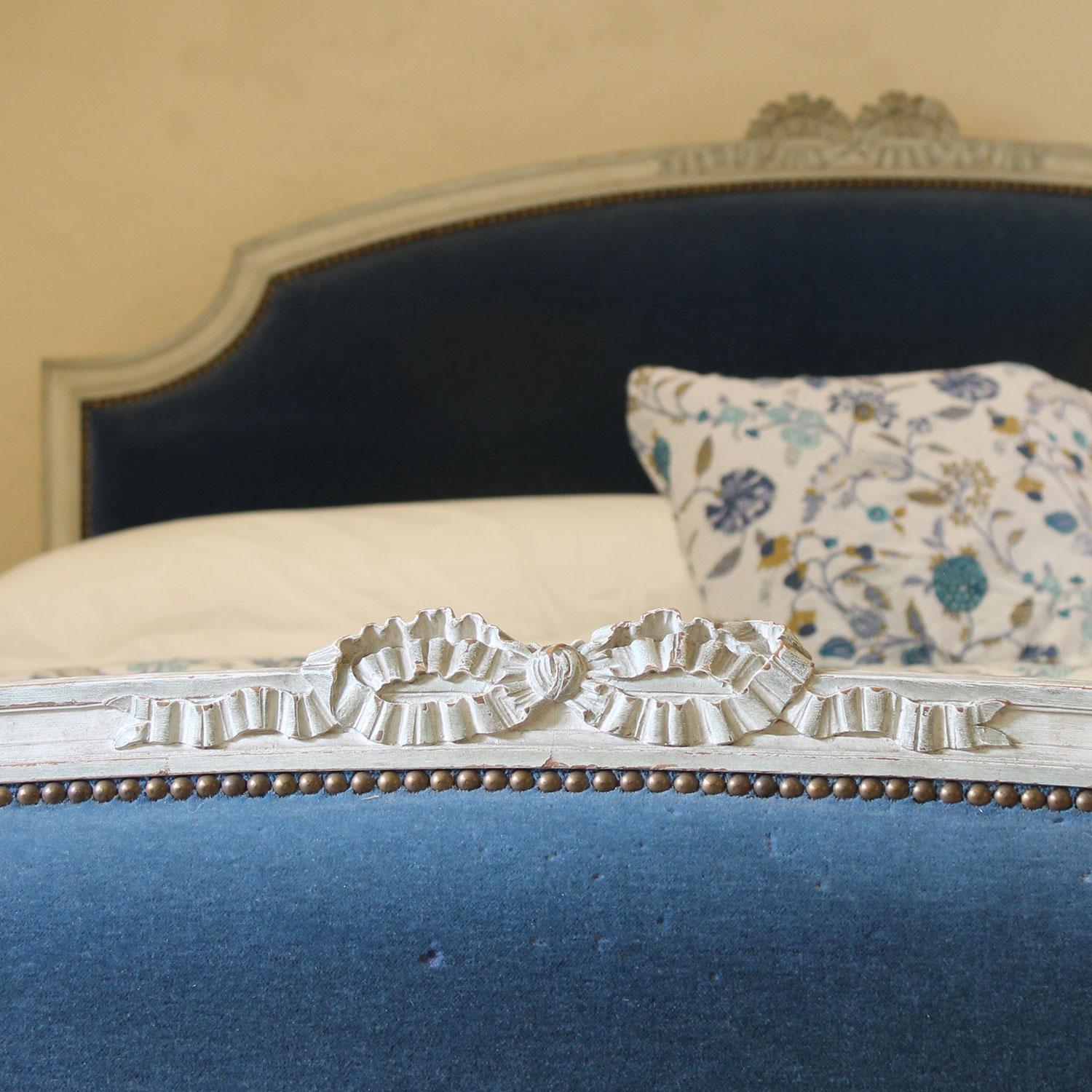 Wide Upholstered French Antique Bed, WK182 6