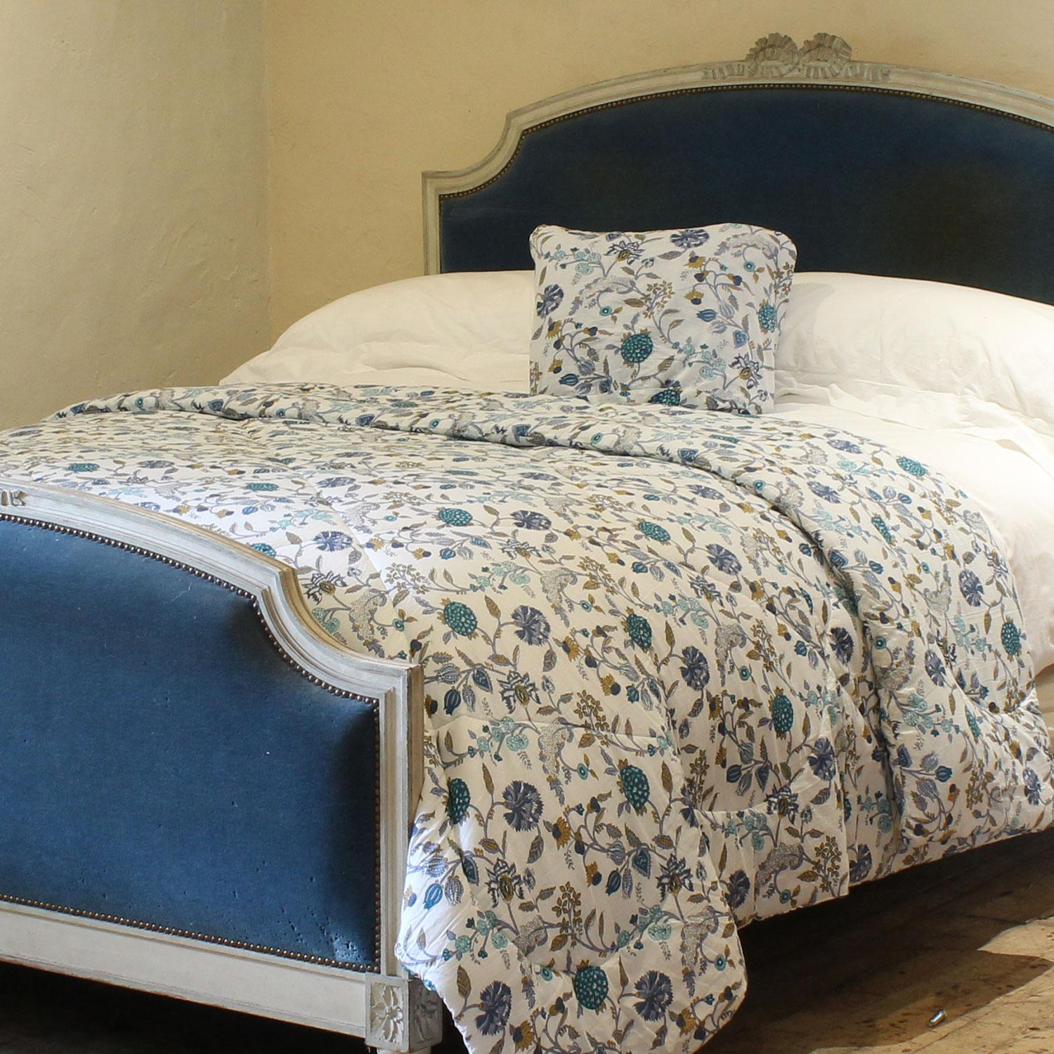 Wide Upholstered French Antique Bed, WK182 7