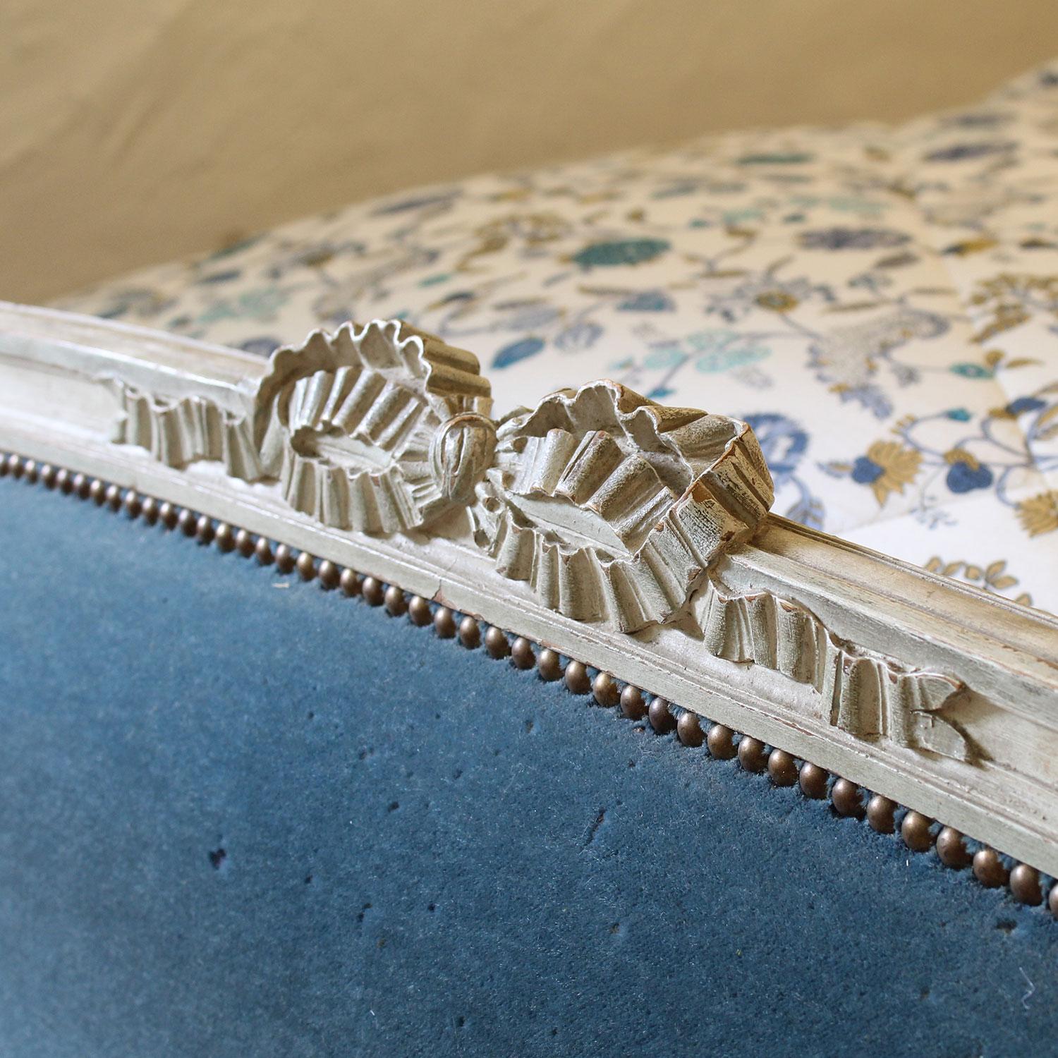 Wide Upholstered French Antique Bed, WK182 2