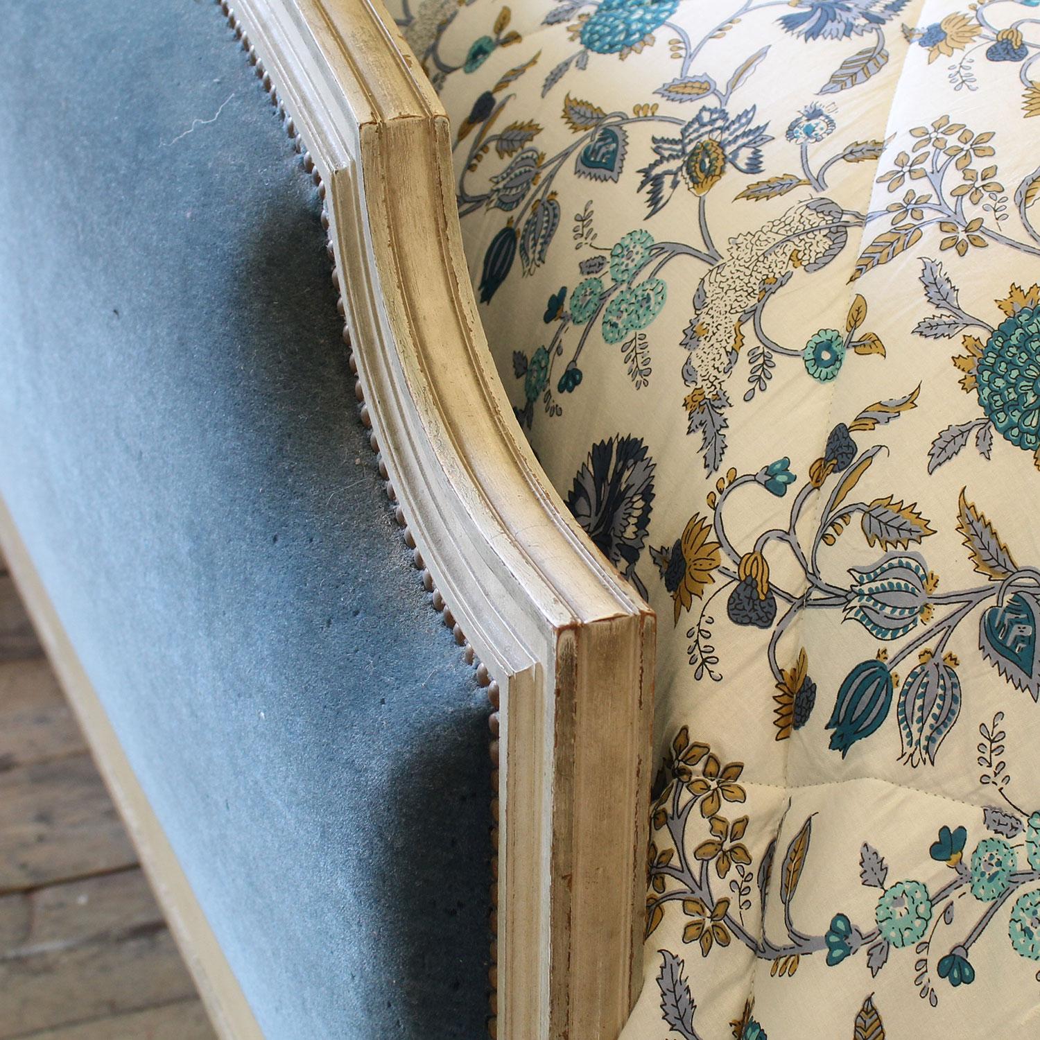 Wide Upholstered French Antique Bed, WK182 3