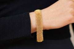 Wide Victorian Yellow Gold Cannetille Mesh Bracelet