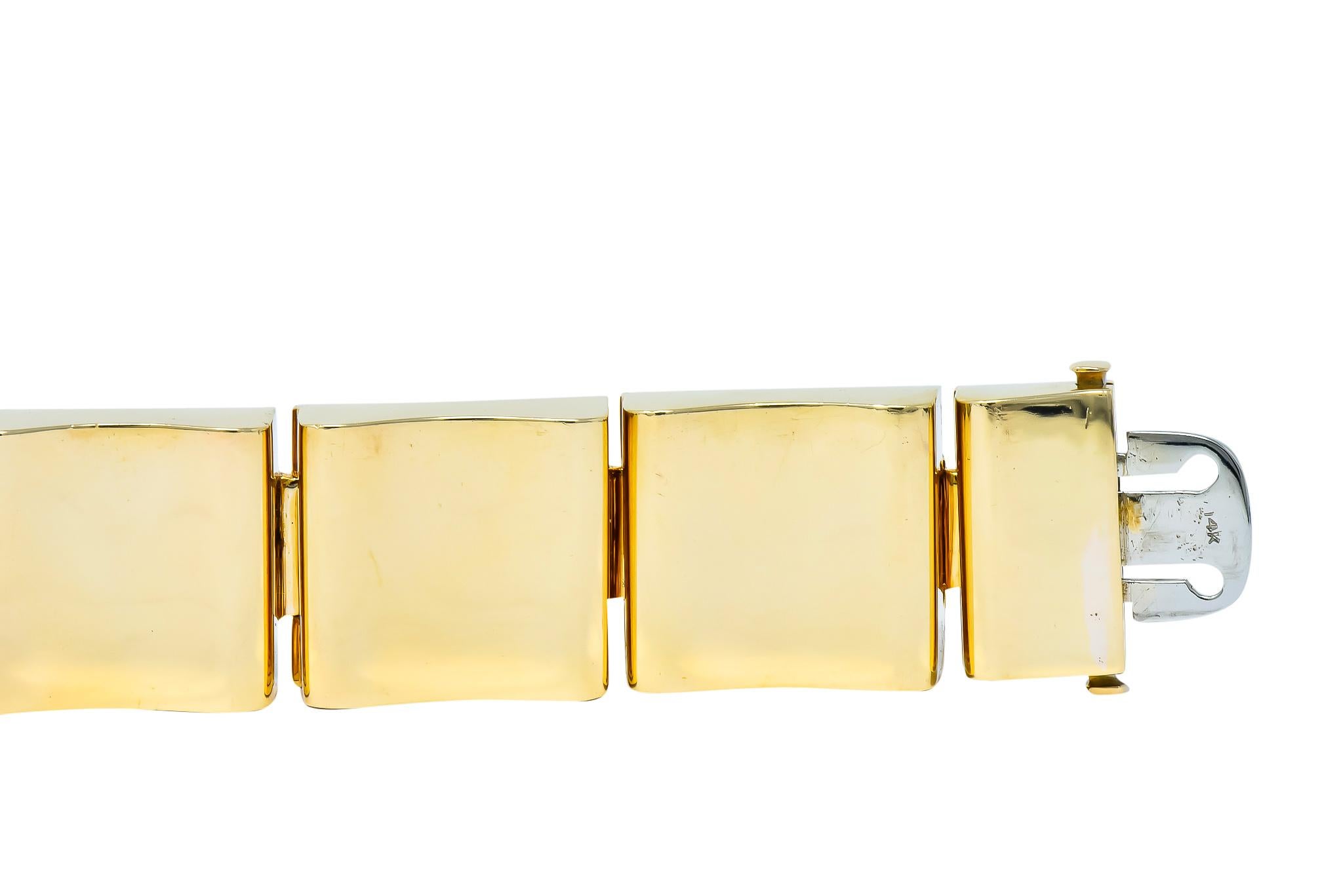 Wide Vintage 14 Karat Gold Polished Link Bracelet 5