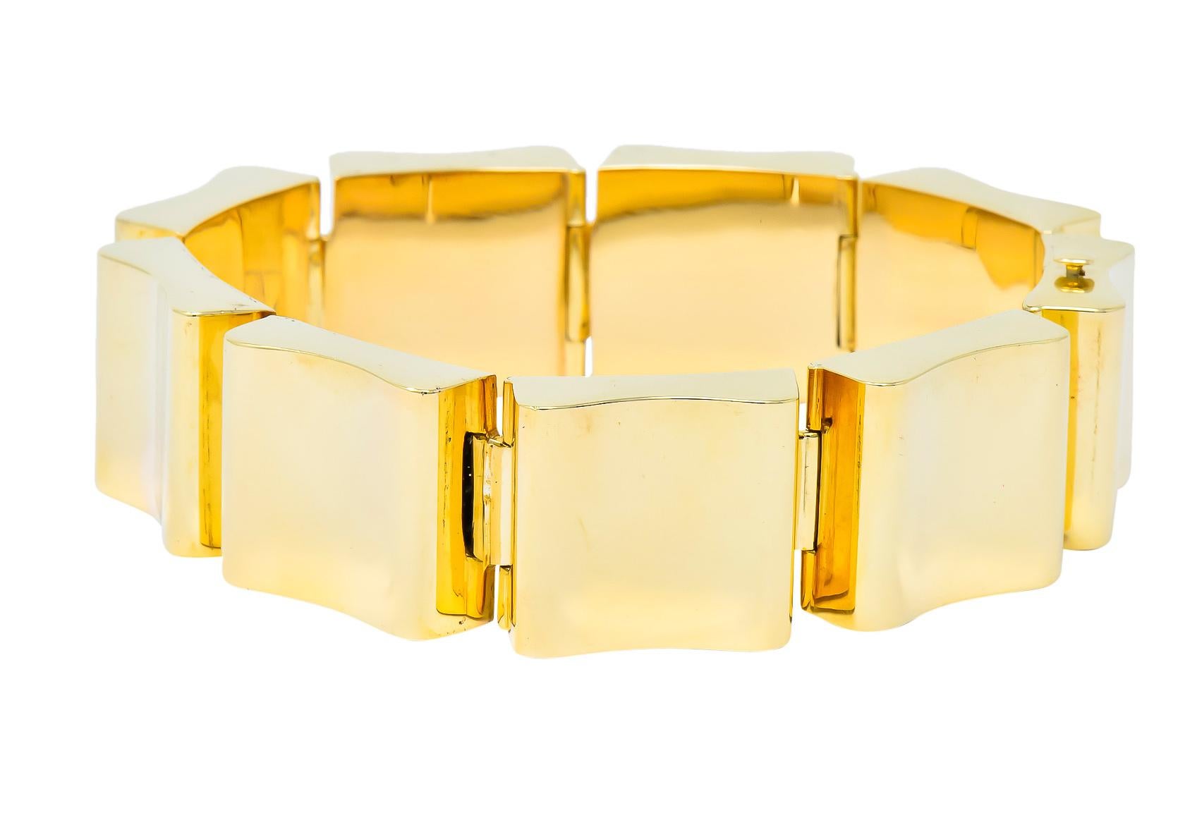 Contemporary Wide Vintage 14 Karat Gold Polished Link Bracelet