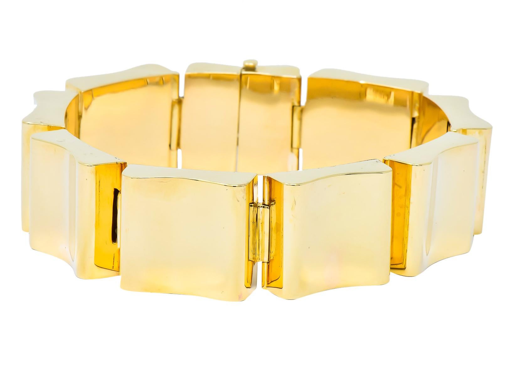 Women's or Men's Wide Vintage 14 Karat Gold Polished Link Bracelet