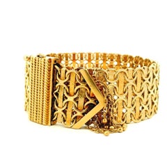 Wide Vintage Italian 18 Karat Gold Openwork Bracelet, 72.9 Grams, Circa 1970s