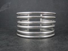 Wide Vintage Mexican Sterling Silver Cuff Bracelet 6.5 Inches