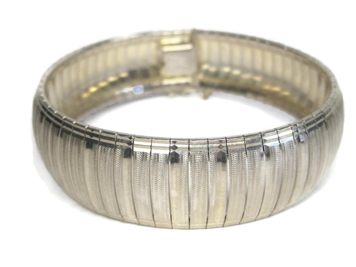 Donna Bracciale a serpente largo in argento vintage da 18 mm, 7,5 pollici in vendita