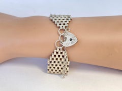 Wide Vintage Sterling Silver Wide Gate Bracelet Hallmark 1975 London Makers Mark
