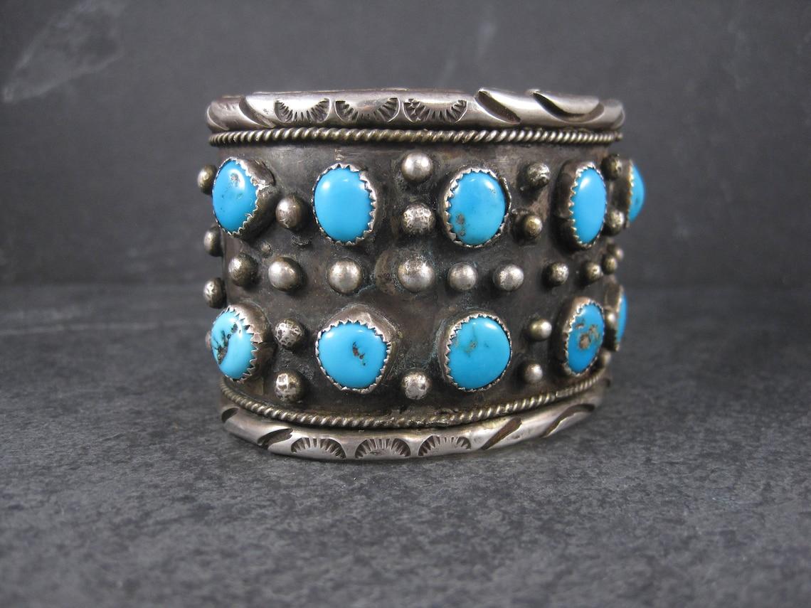 Wide Vintage Turquoise Cuff Bracelet 3