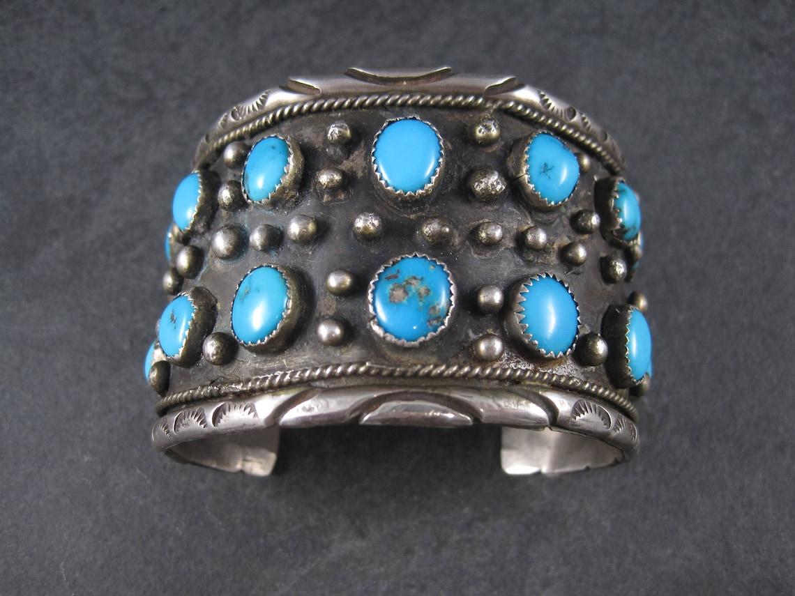 Native American Wide Vintage Turquoise Cuff Bracelet