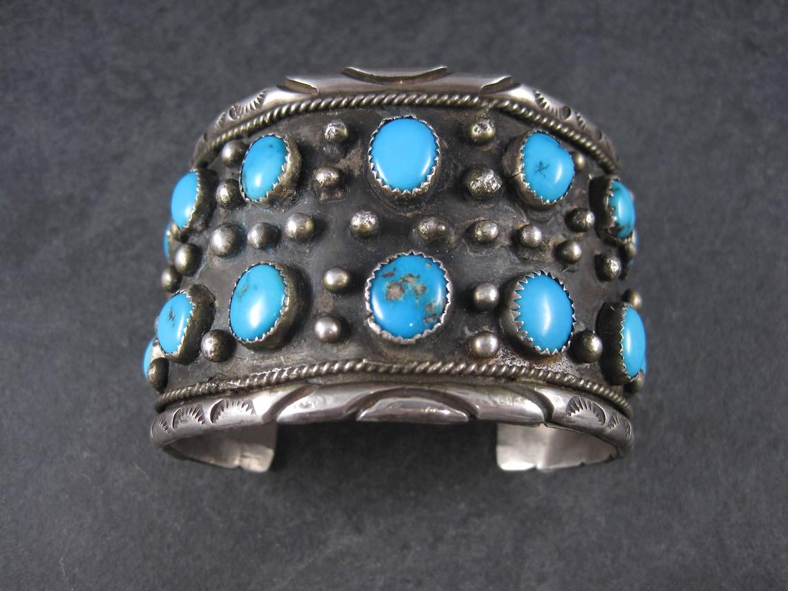 Breites Vintage-Türkis-Manschettenarmband (Gemischter Schliff)