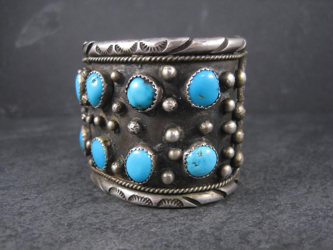 Wide Vintage Turquoise Cuff Bracelet 1